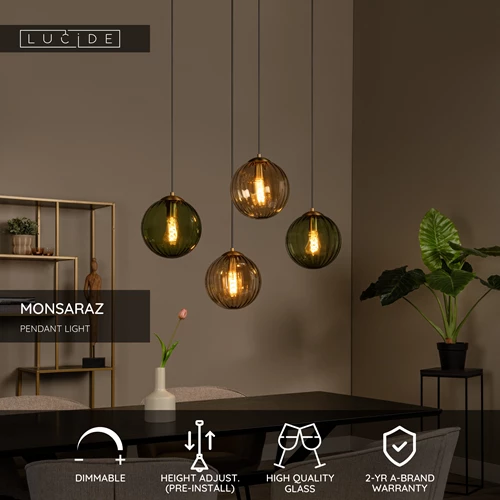 Lucide MONSARAZ - Pendant light - 4xE27 - Green - USP